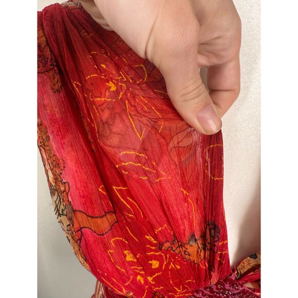 Vtg Y2k Rene Derhy Womens Red Babydol Tank Sz 6/8 Asian Fairycore Artsy Whimsy - Picture 5 of 11